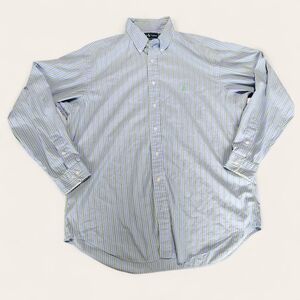 Ralph Lauren classic fit button down shirt XL 17 light blue stripe cotton